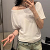 Womens Short-sleeve T-shirt With A Slanted Shoulder Design