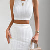 Summer New Cr Women's Clothing Solid Color Knitted Jacquard Camisole Hip Skirt Sleeveless Top Suit