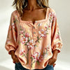 Apricot Peach Blossom Square Neck Blouse