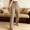 Womens Pleated Casual High-Waisted Solid-Color Slim-Fit Suit Pants
