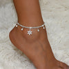 Korean New Style Sweet Crystal Zircon Flower Pendant Anklet Fashionable Beach Vacation Style Women's Silver Bracelet