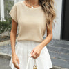 Casual Commuter-ready Hollow-out Crew-neck Knit Top