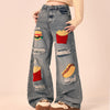Wide Leg Baggy Jeans met Rips - Blauw