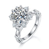 S925 Sterling Silver 3ct Moissanite Ring, 9mm D-VVS1 Star Halo Split Shank, Platinum Plated US Sizes 5-9, GRA Certified Gift Box